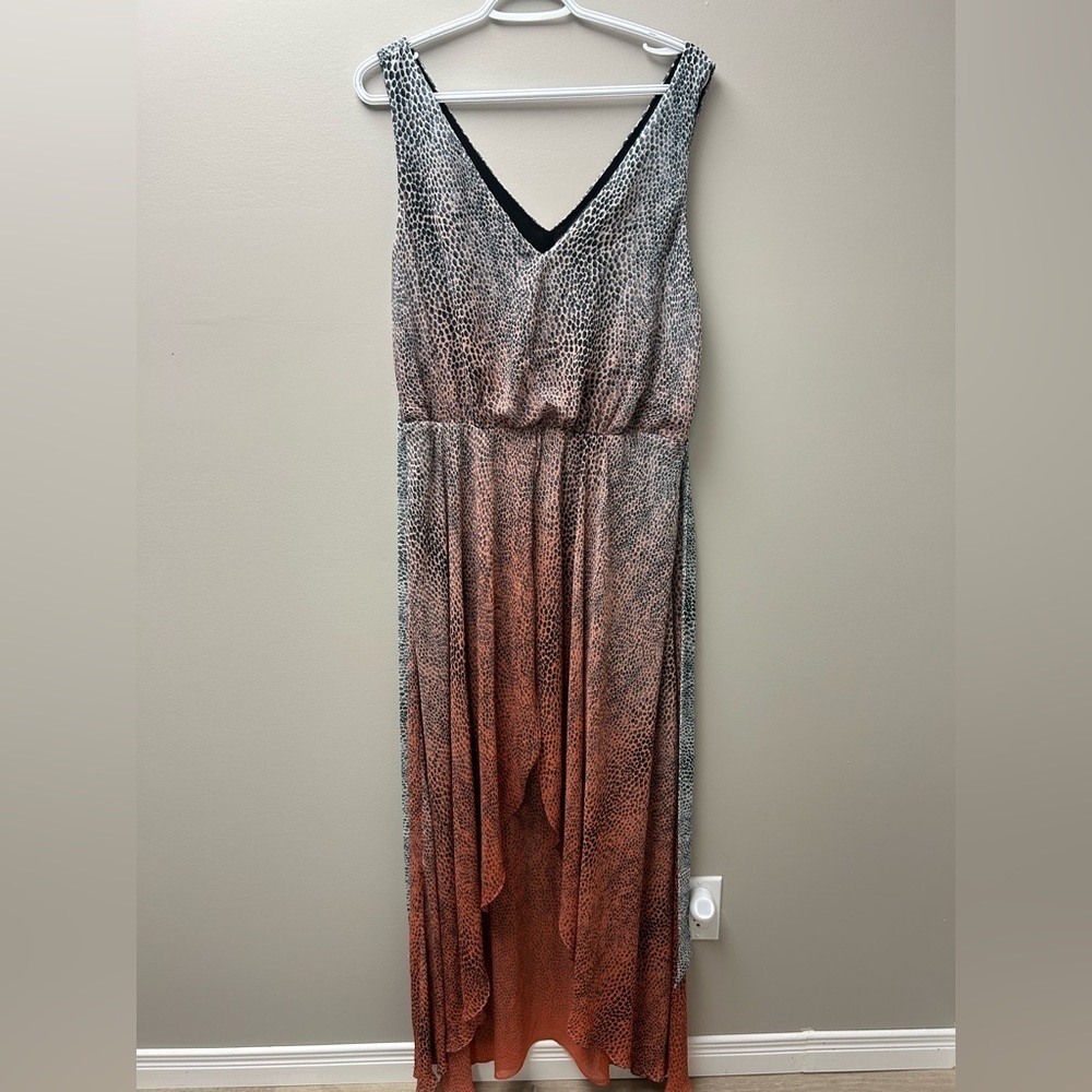 Guess V-Neck Ombré‎ Animal Print Maxi Dress